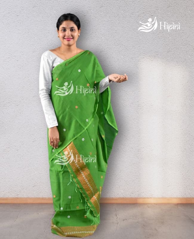 handmade green mekhela sador