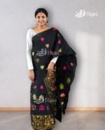 black mixed cotton mekhela sador